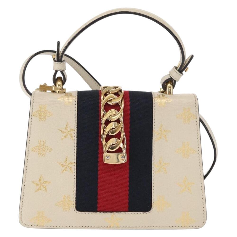 GUCCI Silvi Sherry Line Hand Bag Leather 2way Beige Gold 470270 Auth bs31644 - Picture 2 of 16